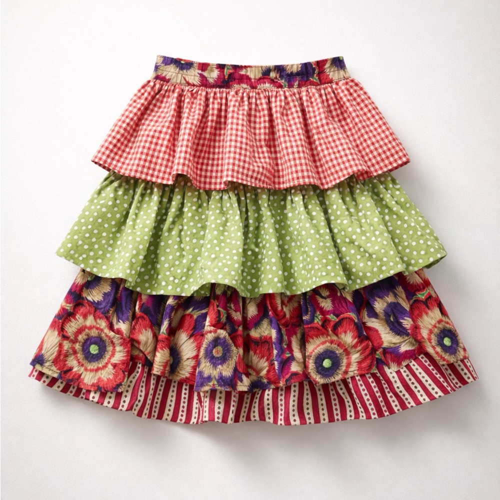 VINTAGE COTTAGE-CORE RUFFLED TIERED‎ HAND-MADE BOHO APRON - COASTAL GRANDMA VIBE